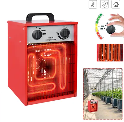 Produktbild von LZQ Heizlüfter Elektroheizung 5KW 400V - Bauheizer Elektroheizer Heizstrahler Heizgeraet Heizgebläse mit Thermostat & 4 Heizstufen