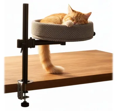 Image de Lit pour chat à fixer sur un bureau - Hauteur réglable, nid douillet