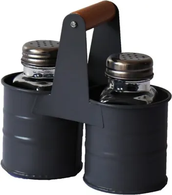 Obrázok produktu pre Koopman Retro súprava na soľ a korenie, kov, sivá
