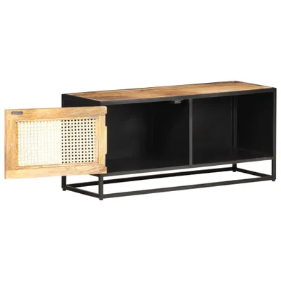 Produktbild von vidaXL TV-Schrank 90x30x40 cm Raues Mangoholz und Wiener Geflecht