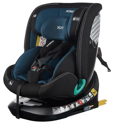 Produktbild von XOMAX Kindersitz drehbar 360°, ISOFIX I mitwachsend I 0-36 kg, 0-12 Jahre, Gruppe 0+/1/2/3, 5-Punkt-Gurt, 3-Punkt-Gurt I Bezug waschbar I ECE R129 I,Farbe:Schwarz/Blau