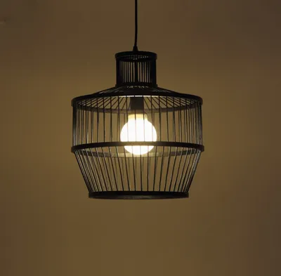 Produktbild von Fine Asianliving Bambus Hängelampe Pendelleuchte Schwarz Handgefertigt - Melvin D34xH35cm Pendelleuchte Beleuchtung Bambus Lampenschirm Geflochten Lampe Belechtung Rotan