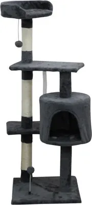 Image de Arbre à chat JASPER, Gris, 40 x 40 x 114 cm, 3 Plateformes, Niche, Poteaux à Griffer