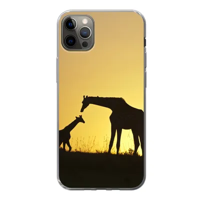 Produktbild von MuchoWow® Handyhülle Schutzhülle Hülle für iPhone 13 Pro Max Giraffe - Scherenschnitt - Kalb Silikon Softcase Handy Hülle - Mobiltelefon