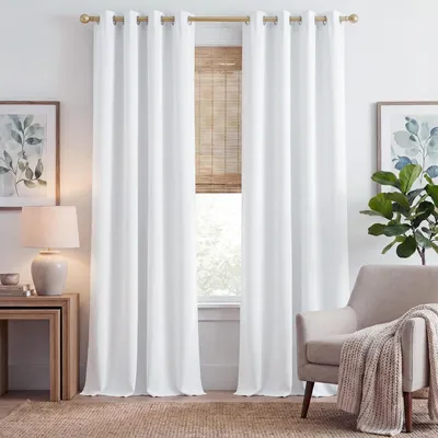 Produktbild von 100% blickdichte Vorhänge mit Ösen, 2er Set, 245 x 140 cm, Weiß