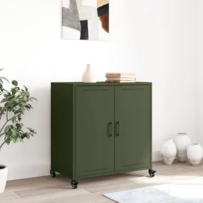 Zdjęcie produktu dla vidaXL Kredens oliwkowozielony 68x39x72 cm stalowy
