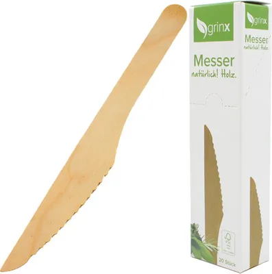 Immagine prodotto di Coltello da festa confezione da 20 coltelli in legno lunghezza 16 cm