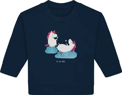 Produktbild von Mr. & Mrs. Panda Organic Baby Pullover Einhorn Sekt 6. - 12. Monat - French Navy - Geschenk, Spaß, Party, Bullover, Korken, Unicorn, BFF