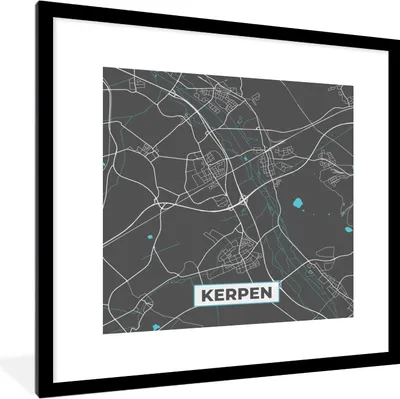 Produktbild von MuchoWow® Gerahmtes Poster Deutschland - Blau - Kerpen - Stadtplan - Karte 40x40 cm - Poster mit Schwarzem Bilderrahmen Wandposter Rahmen Foto Bilder - Poster - Plakat im Rahmen