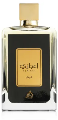 Productafbeelding van Lattafa Ejaazi, uniseks, 100 ml, vloeibare parfum, met tonen van: sinaasappel, citrusvruchten, lavendel, mirte en kardemom, peper, maagdenpalm, kaneelblad en patchouli, ambroxan, houtachtige noten, amber, cederhout, vetiver en eikenmos