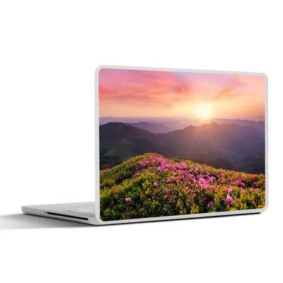 Produktbild von MuchoWow® Laptop Aufkleber Sticker Cover Blumen - Berg - Sonnenuntergang - Landschaft 36.5x27.5 cm - Laptop-Sticker