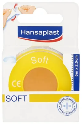Productafbeelding van Hansaplast Hechtpleister soft 5m x 2.5 cm (1 stuk)