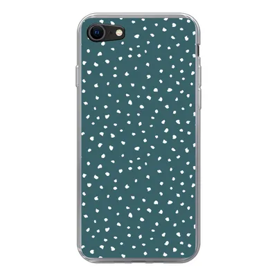Produktbild von MuchoWow® Handyhülle Schutzhülle Hülle für iPhone SE 2020 Polka dots - Weiß - Grün Silikon Softcase Handy Hülle - Kartenbesitzer