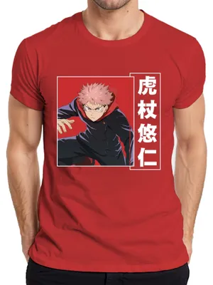 Immagine prodotto di Maglietta da uomo Jujutsu Kaisen Yuji Itadori Anime Manga Regalo Fan Action, Rosso, L