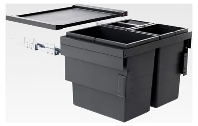 Produktbild von Abfallsammler Auszug für 60cm Unterschrank | Cargo Synchro 3fach 54 Liter | Dunkelgrau
