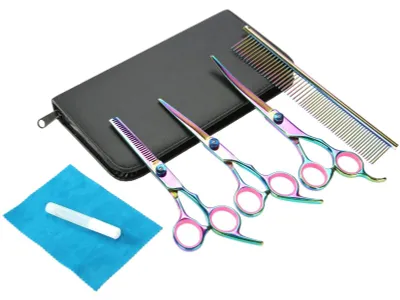 Obrázek produktu pro Profesionální nůžky Pflegescher – nerezová ocel – zakřivené – pro psy/kočky – péče o zvířata – nůžky na stříhání srsti – stříhací nůžky