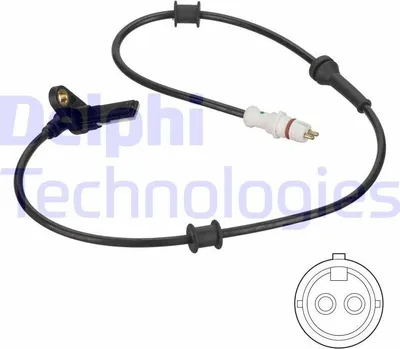 Produktbild von DELPHI ABS Sensor Raddrehzahl Hinten Links für RENAULT KANGOO (KC0/1) SS20814