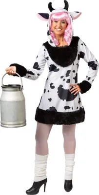 Produktbild von Kuh Kostüm Kuhkleid Cow Tierkostüm schwarz weiß Damen Karneval Kostüm