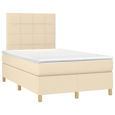 Produktbild von Design Boxspringbett mit Matratze & LED Creme 120x190 cm Stoff, Klassische Betten 2024 Neu