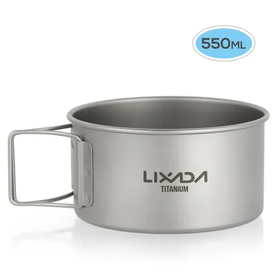 Produktbild von Lixada Titanium Bowl mit Klappgriffen Dinner Food Container fš¹r Outdoor Camping Wanderwandern