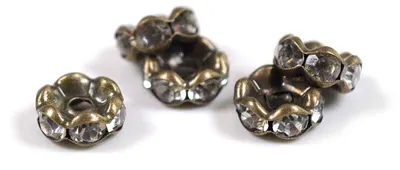 Produktbild von Vintageparts Zwischenperlen Messing Strass antik bronzefarben 7,7mm, 6 Stück