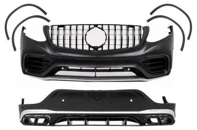 Productafbeelding van Bodykit voor Mercedes GLC Coupé C253, modeljaren 2015-2019, bestaande uit bumpers en wielkasten met een C63-look.