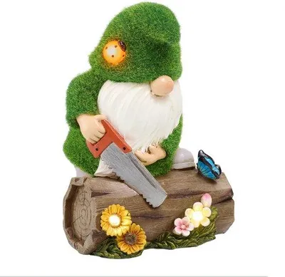 Productafbeelding van Ibenzoa® Handgeschilderde tuinelf met zonneverlichting, geschikt voor tuin en terras, weerbestendige harsdecoratie, kleurrijk, 12,5 x 10 x 19 cm