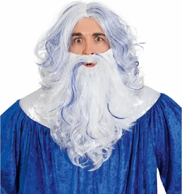 Neptun Perücke und Bart weiß-blau Kostüm-Zubehör für Herren Fasching Karneval Mottoparty Accessoire König der Meere