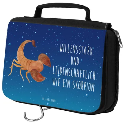 Produktbild von Mr. & Mrs. Panda beautycase Sternzeichen Skorpion - Sternenhimmel Blau - Geschenk, Oktober, Geburtstag, Kulturtasche, kosmetiktäschchen, November, Kulturbeutel, Skorpione