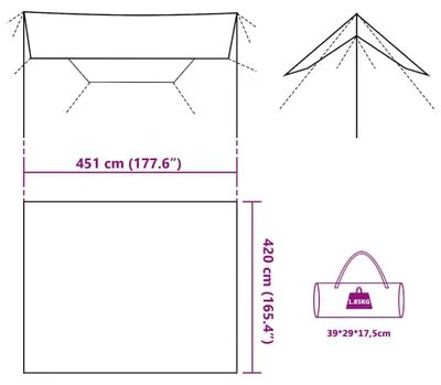 Produktbild von vidaXL Tarp Tarnmuster 451x420 cm Wasserdicht