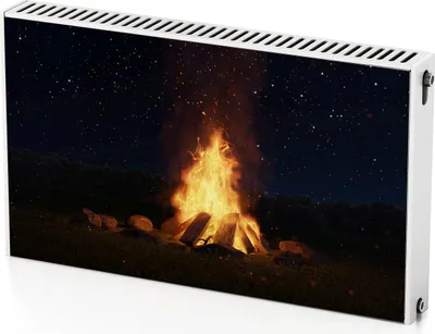 Produktbild von Lagerfeuer – Magnetische Heizkörperabdeckung – 100x60 cm – Magnet Heizkörperabdeckung – 3D Würfel – Heizkörperverkleidung – Magnetische Wandverkleidung – Wetterfest