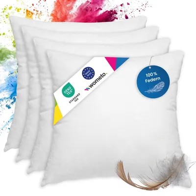 Immagine prodotto di Solidchoice - Set di 4 cuscini, 50 x 50 cm, 100% piume, cotone, colore bianco