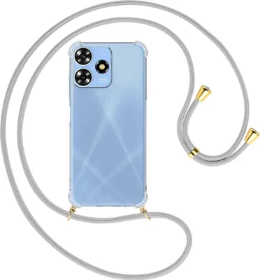 Produktbild von Handykette Backcover-Schutzhülle mit Band (Metall goldfarben) für ZTE Blade A73 4G (6.6'') - silbergrau