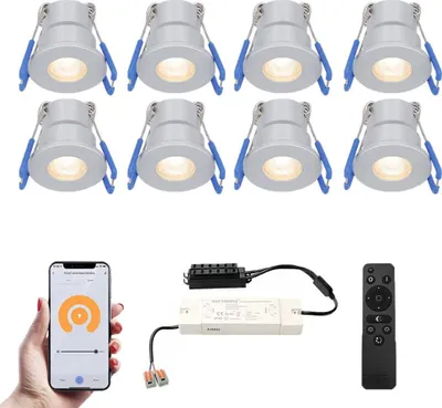 Produktbild von hoftronic 8x Milano Smart LED Mini Einbaustrahler 12V 3W 200lm 2700K IP65 Edelstahl