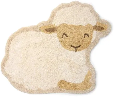 Immagine prodotto di Tappeto per bambini Unyqoos® Little Farm, motivo pecora, colore bianco – tappeto morbido e peloso, ideale per giocare e imparare a gattonare, perfetto per la cameretta dei bambini