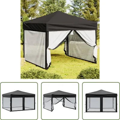 Immagine prodotto di The Living Store Tenda per feste pieghevole con pareti laterali nera 3x3 m