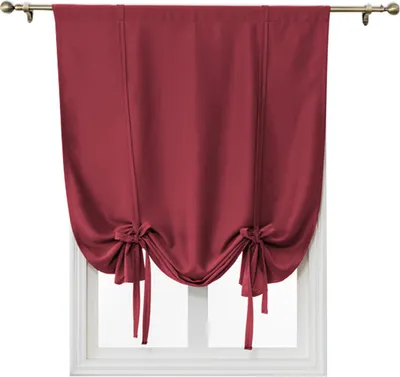 Image de Rideau occultant simple, poche de baguette Obscurcissement de l'espace isolé thermiquement Ombre romaine pour chambre à coucher salon cuisine petite fenêtre (rouge vin, 60x120cm)