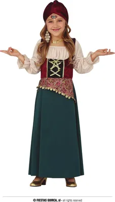 A young girl wearing a fortune teller costume.