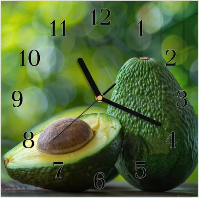 Produktbild von Wanduhr aus Glas mit Motiv Avocado Anschnitt- 30 x 30 cm - inkl. Aufhängesystem