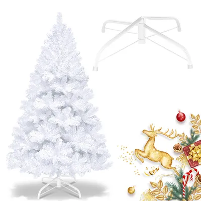 Produktbild von Clanmacy 180 cm Tannenbaum weihnachtsbaum mit Metall Christbaum Ständer Einfache Montage für Hochzeit, Weihnachten, Schlafzimmer Weihnachts,Weiß
