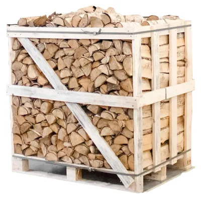 Produktbild von Halbe Palette kammergetrocknetes gespalten Birke Brennholz 25cm