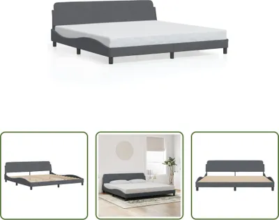Produktbild von The Living Store Bettgestell mit Kopfteil Dunkelgrau 200x200 cm Samt
