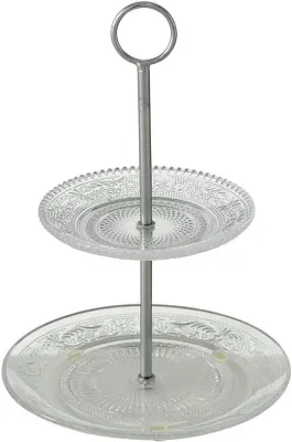 Produktbild von Glas-Etagère Zweistöckig mit 28 cm Höhe - Servierplatte für Kuchen und Snacks