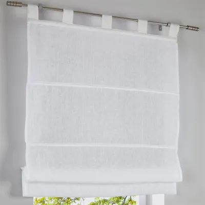 Produktbild von Kutti Raffrollo mit Schlaufen Metis 100% Leinen weiss Breite 45 * Höhe 140 cm