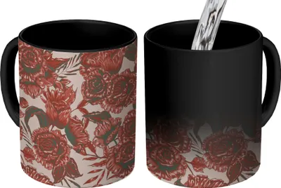Produktbild von MuchoWow® Zauber Tasse Zaubertasse Magic Rose - Muster - Blumen 350 ml Farbwechsel Becher Geschenk Geschenkidee - Magic-Tasse - Fototasse - Keramiktassen - Bilder - Tasse Kaffee - Getränkbecher - Kaff
