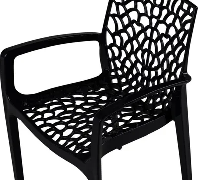 Produktbild von Grand Soleil Gruvyer Arm Polypropylen Stühle mit Armlehnen Garten Bar - Schwarz