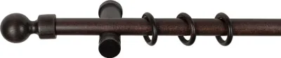 Produktbild von SN Deco - Stilgarnitur Gardinenstange Vorhangstange Giro, Holz, moderner Träger, 28 mm, 1-Lauf, Komplettset mit Ringen, Farbe Wenge, 120 cm