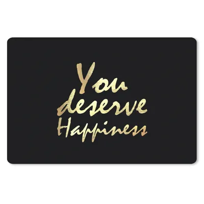 Produktbild von MuchoWow® Mauspad Mousepad Zitate - Glücklich - Gold - Schwarz 27x18 cm - Mousepads - Maus Mat - Pad - Mausunterlage - Büroartikel - Desk Matten