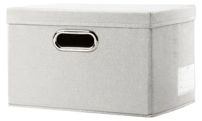 Produktbild von Aufbewahrungsbox mit Deckel, faltbar, mit Griff, dekorativ, stackbar, Organizer, beige, 1 Stück, 29 x 22 x 17 cm