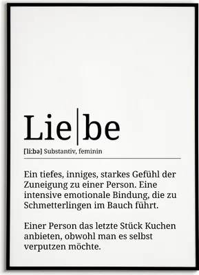 Produktbild von Liebe Poster Definition - Jahrestag Valentinstag Liebesposter Geschenk – A4 (21x29.7cm) / schwarzer Bilderahmen